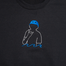 Load image into Gallery viewer, TAJXRG WAVE - Black Embroided Fleece Crewneck