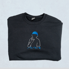 Load image into Gallery viewer, TAJXRG WAVE - Black Embroided Fleece Crewneck