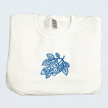 Load image into Gallery viewer, BLUEROOBERRY - White Embroided Fleece Crewneck