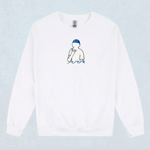 Load image into Gallery viewer, TAJXRG WAVE - White Embroided Fleece Crewneck