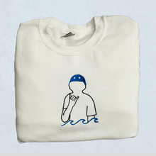 Load image into Gallery viewer, TAJXRG WAVE - White Embroided Fleece Crewneck
