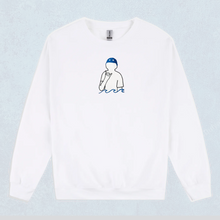 Load image into Gallery viewer, TAJXRG WAVE - White Embroided Fleece Crewneck
